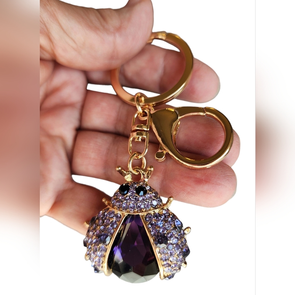 Ladybug Crystal Rhinestone Keychain And Bag Charm
